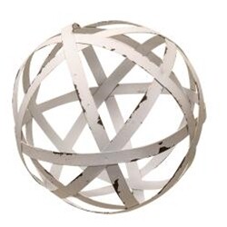 Distressed White Metal Sphere