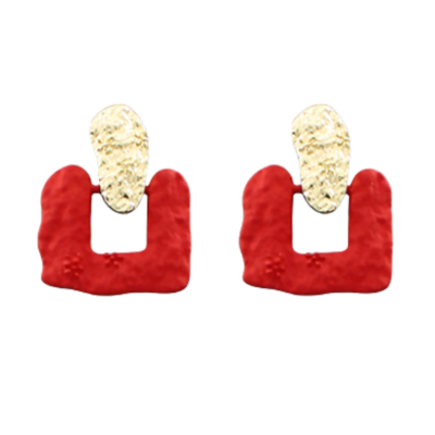 Red & Gold Textured Earrings