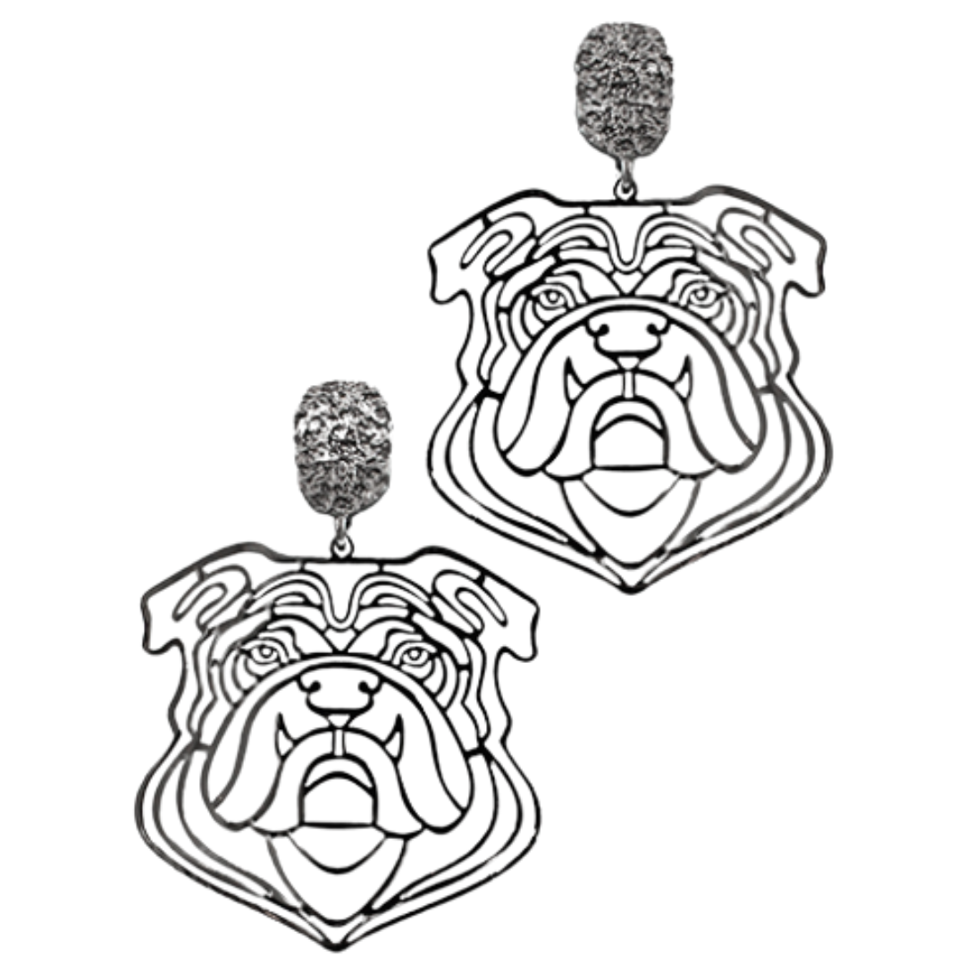 Hematite Bulldog Earrings