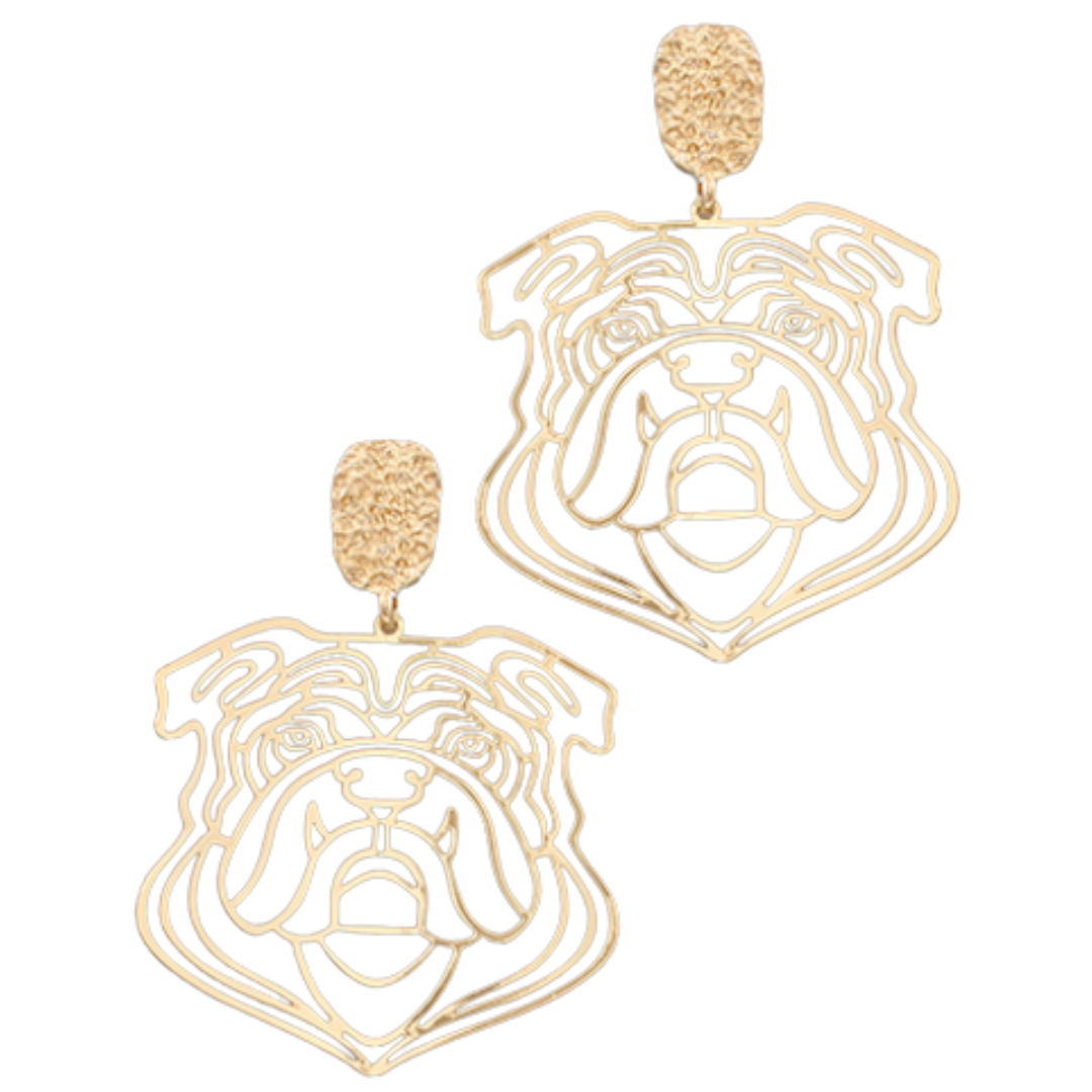 Gold Bulldog Earrings