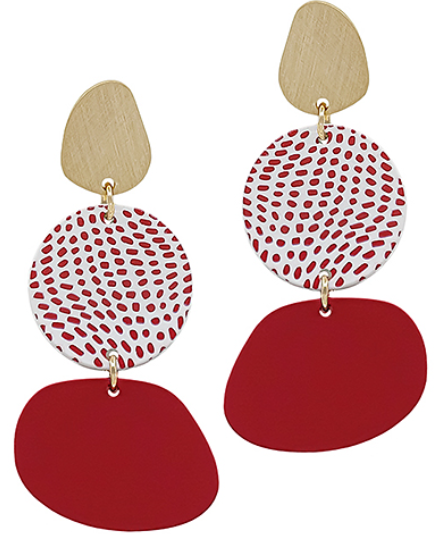 Red Geometric Earrings