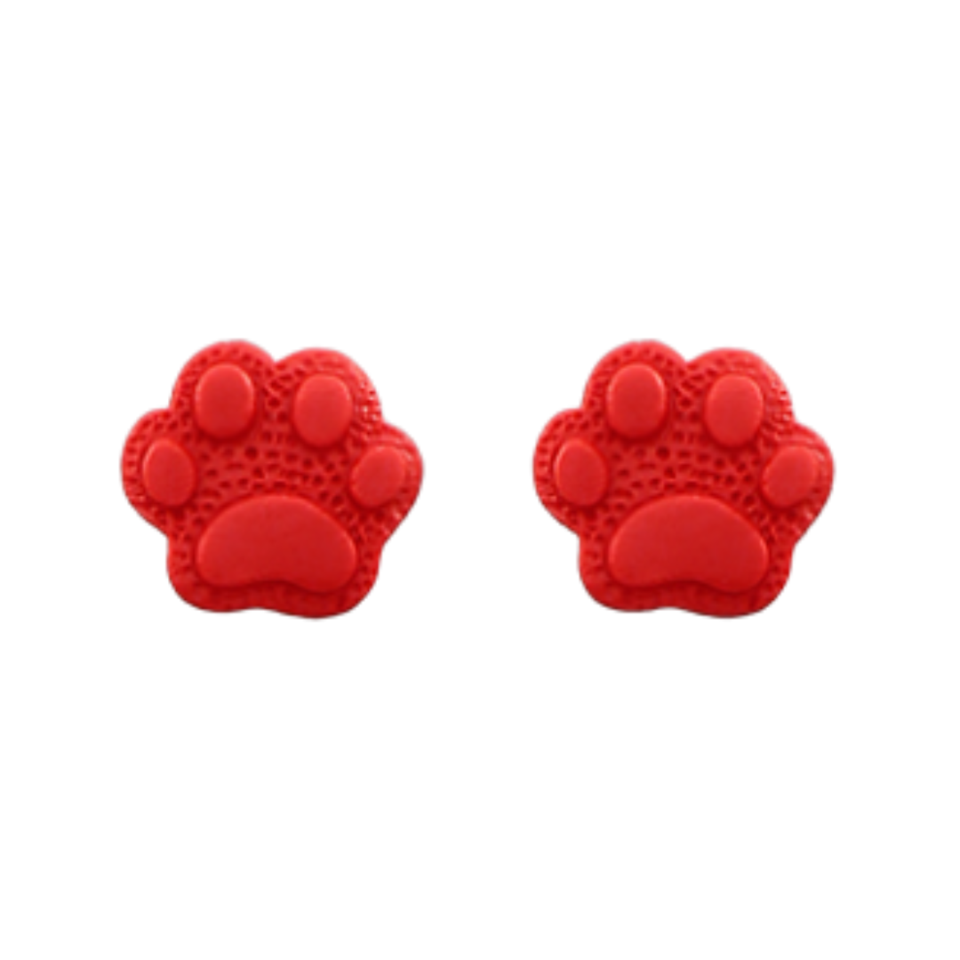 Red Clay Paw Earrings