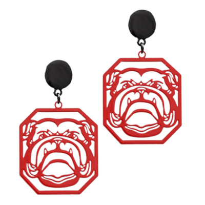 Red Bulldog Cutout Earrings