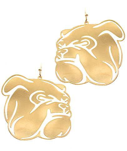 Gold Side Bulldog Earrings