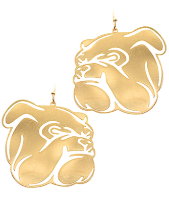 Gold Side Bulldog Earrings