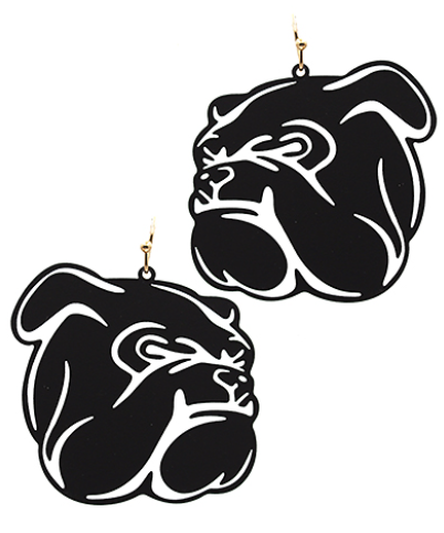 Black Side Bulldog Earrings