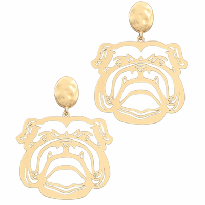 Gold Bulldog Drop Earrings