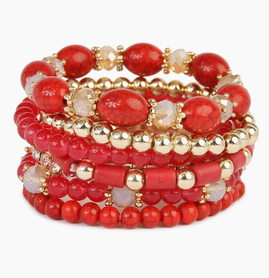 Red & Gold Bracelet Set