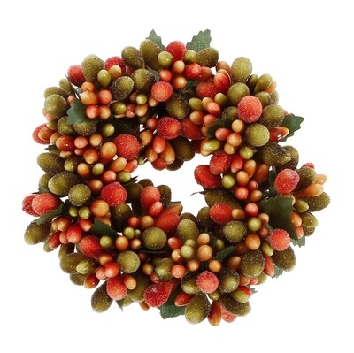 Sm Beaded Autumn Berry Candle Ring