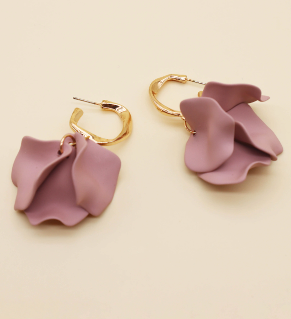 Mauve Flower Earrings