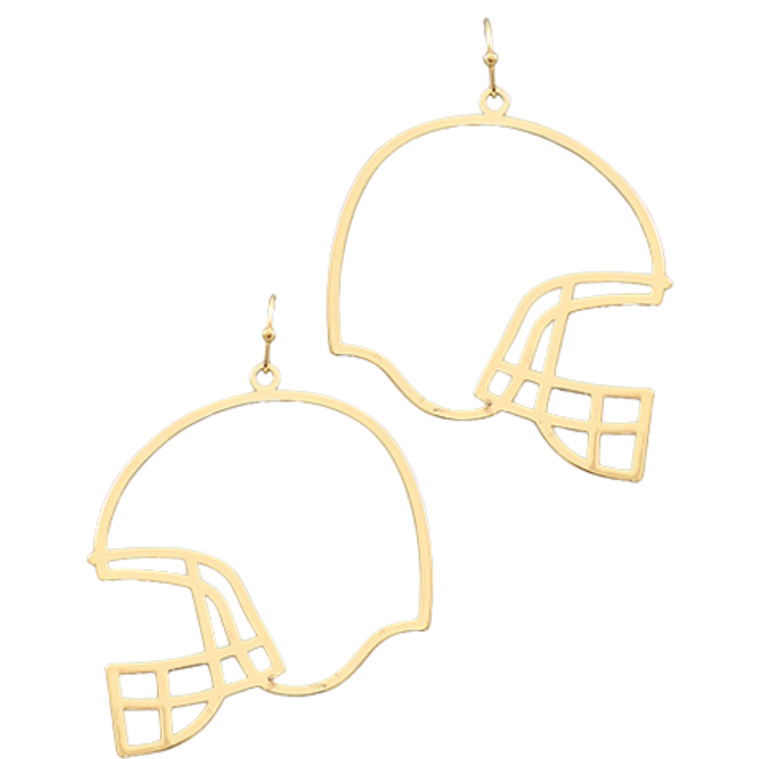 Gold Football Helmet Earrings