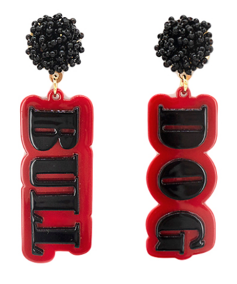 Red & Black Bulldog Earrings