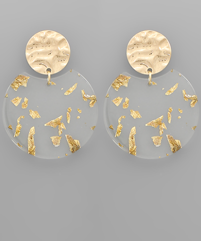 Gold Flake Round Earrings