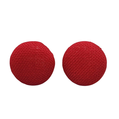 Red Fabric Button Earrings