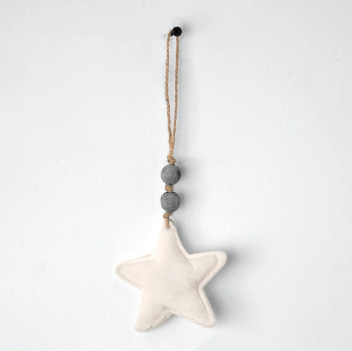 White Velvet Star Ornament