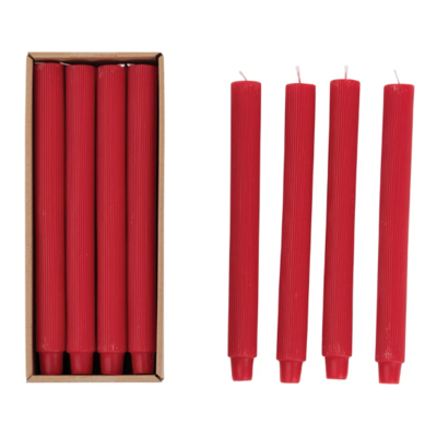 Pleated Red Taper Candle