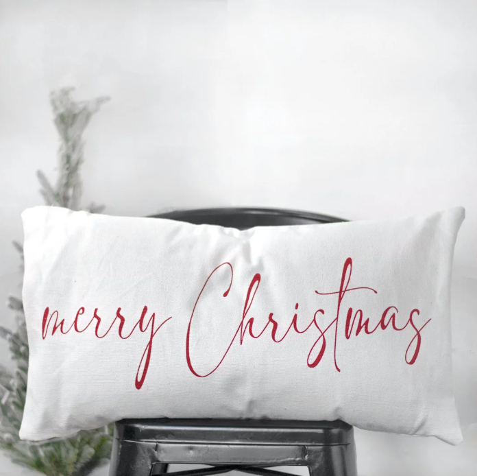 White Merry Christmas Pillow