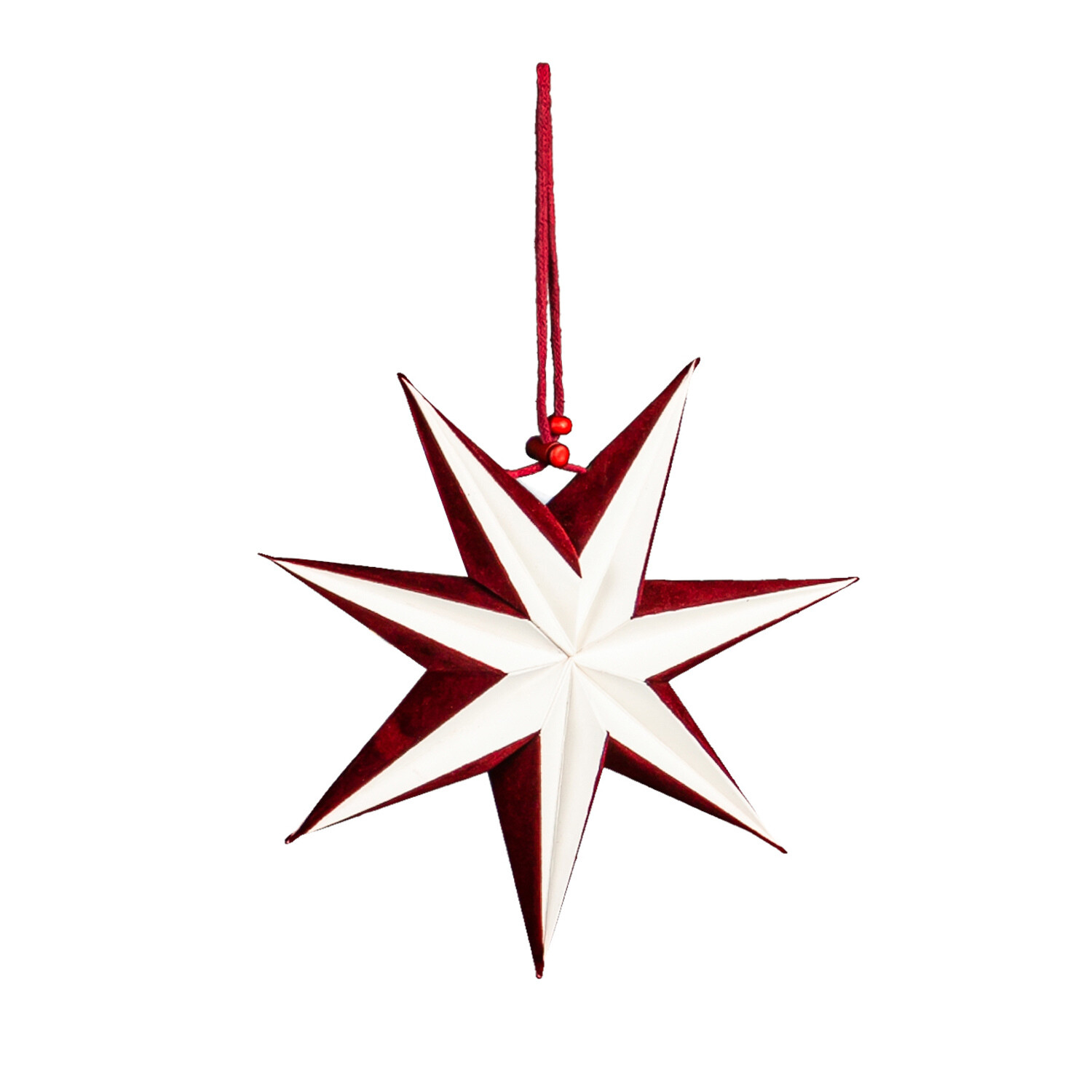 Sm Maroon Velvet LED Hanging Paper Star