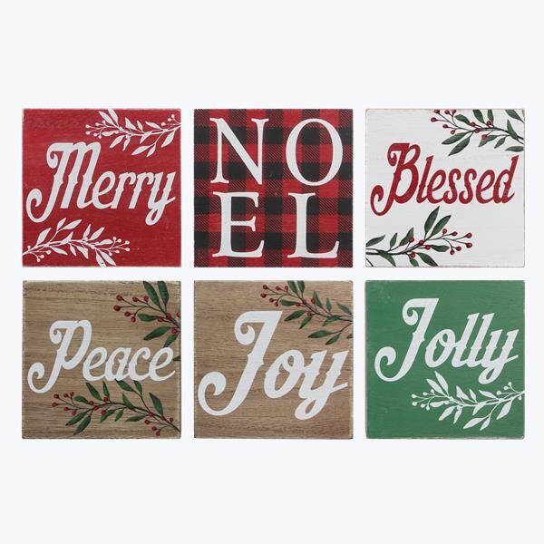 Square Christmas Wood Block Sign