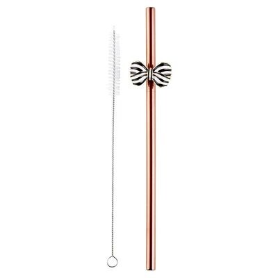 Rose Gold Bow Straw