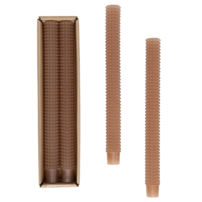 Set Of 2 Brown Hobnail Taper Candles