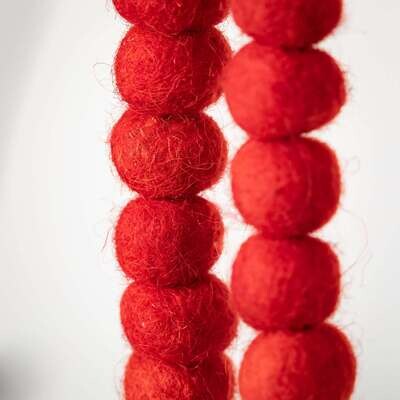 Red Wool Ball Garland