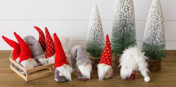 Gray White & Red Gnome Ornaments