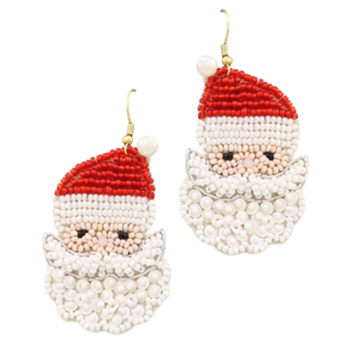 Beaded Santa Face Earrings