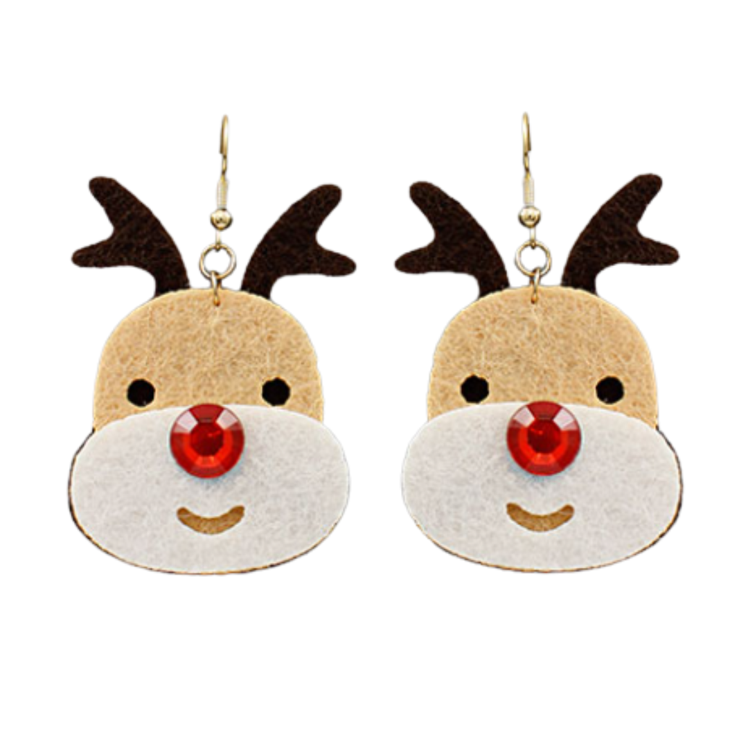 Crystal Nose Rudolph Earrings