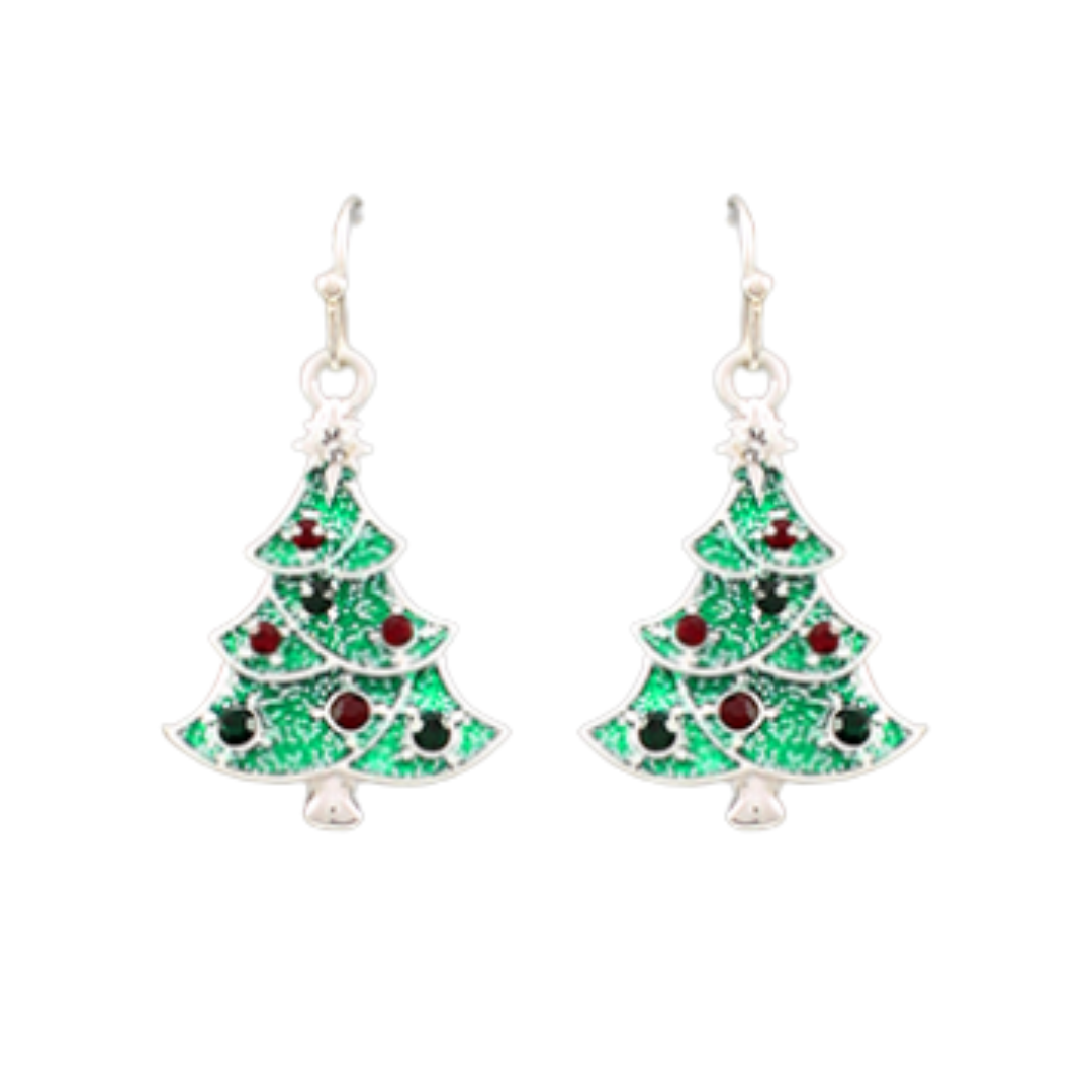 Dangle Christmas Tree Earrings