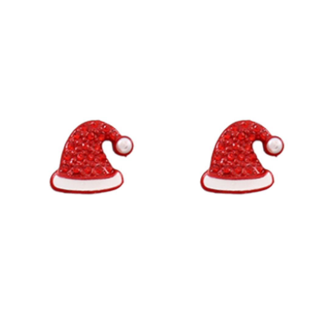 Crystal Hat Christmas Earrings
