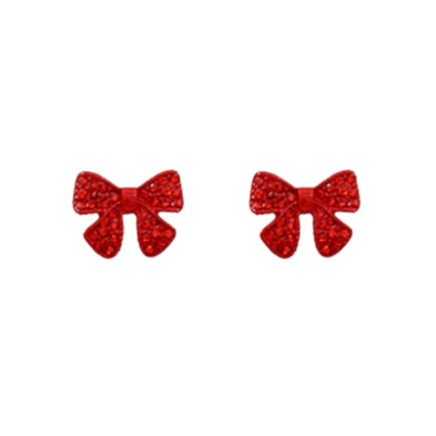 Crystal Red Bow Earrings