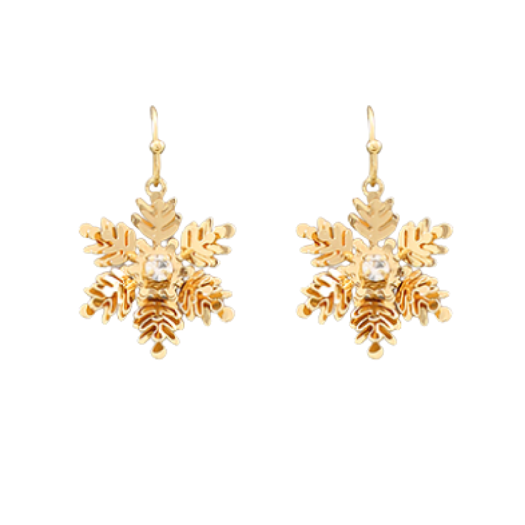 2 Layer Gold Snowflake Earrings