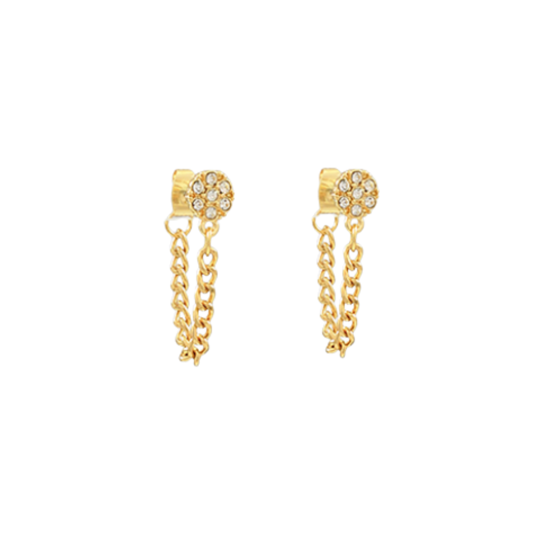 Gold Crystal Chain Earrings
