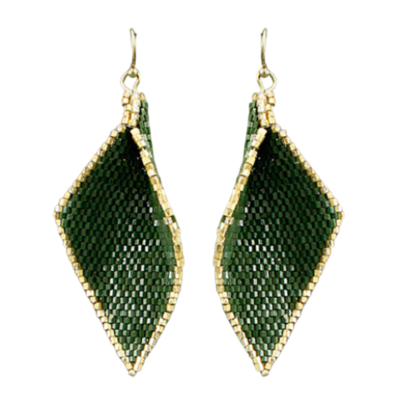 Green & Gold Rhombus Earrings