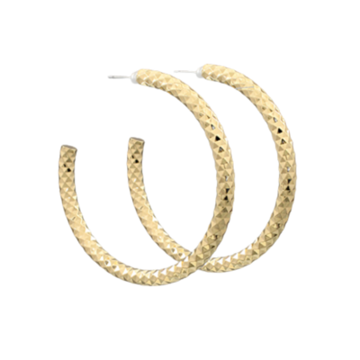 Gold Textured Thin Hoops