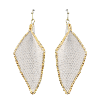 White & Gold Rhombus Earrings