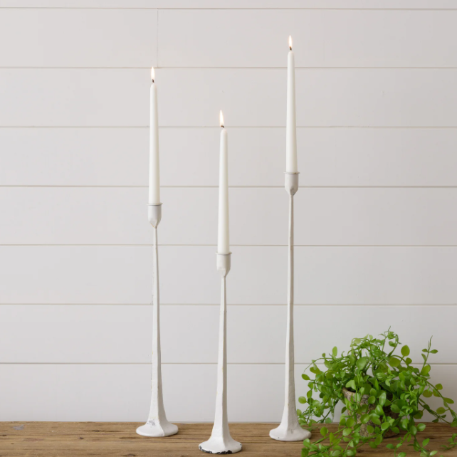 Lg Hand Forged White Candle Holder