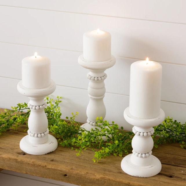 Med Chippy Beaded Candle Holders