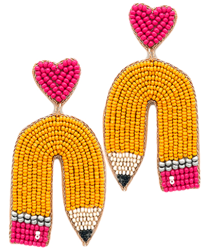 Beaded Curved Pencil Earrings
