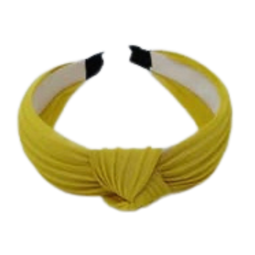 Mustard Pleated Mesh Knot Headband