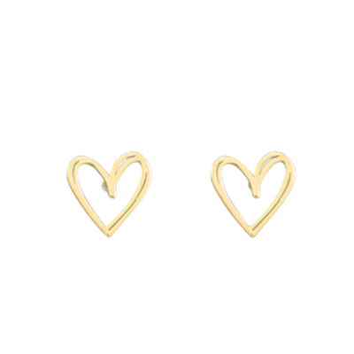 Double Line Gold Heart Earrings