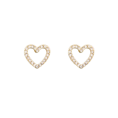Silver Crystal Heart Studs