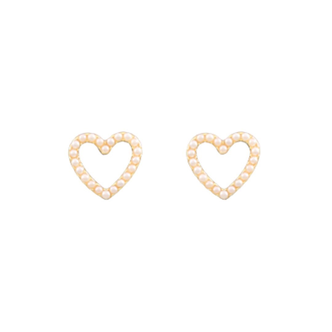 Pearl Crystal Heart Studs