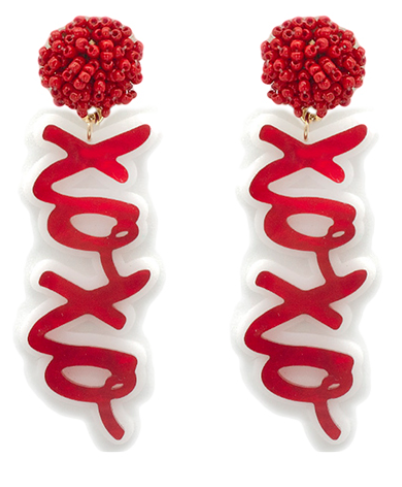 Red Xoxo Dangle Earrings