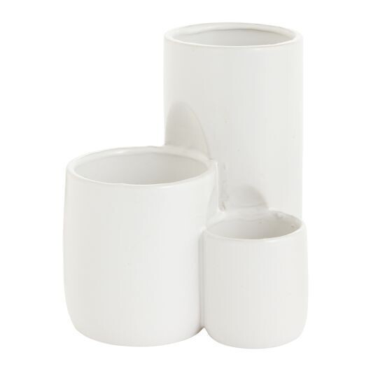 Triple White Connection Vase