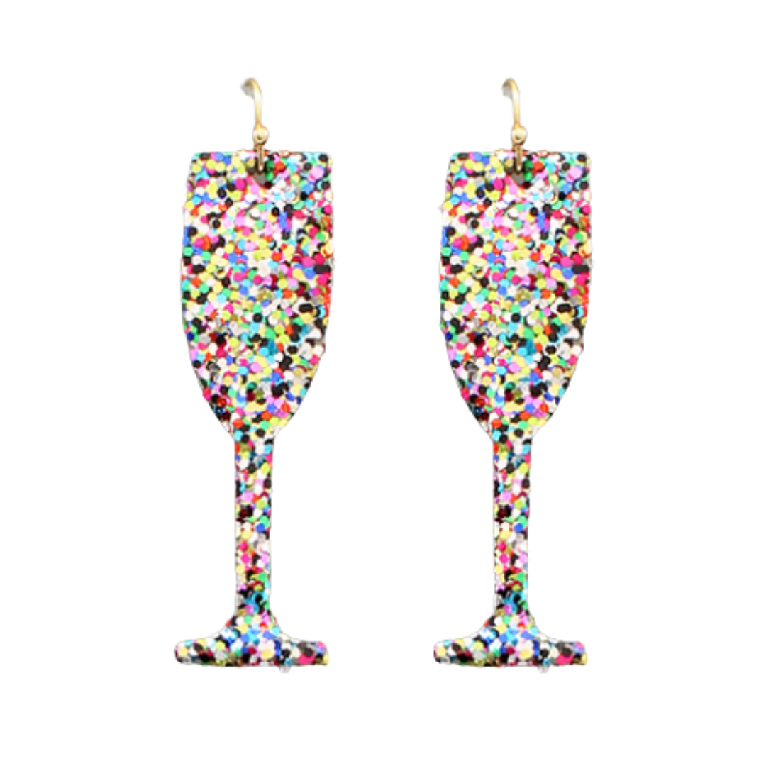 Multicolor Glitter Champange Earrings