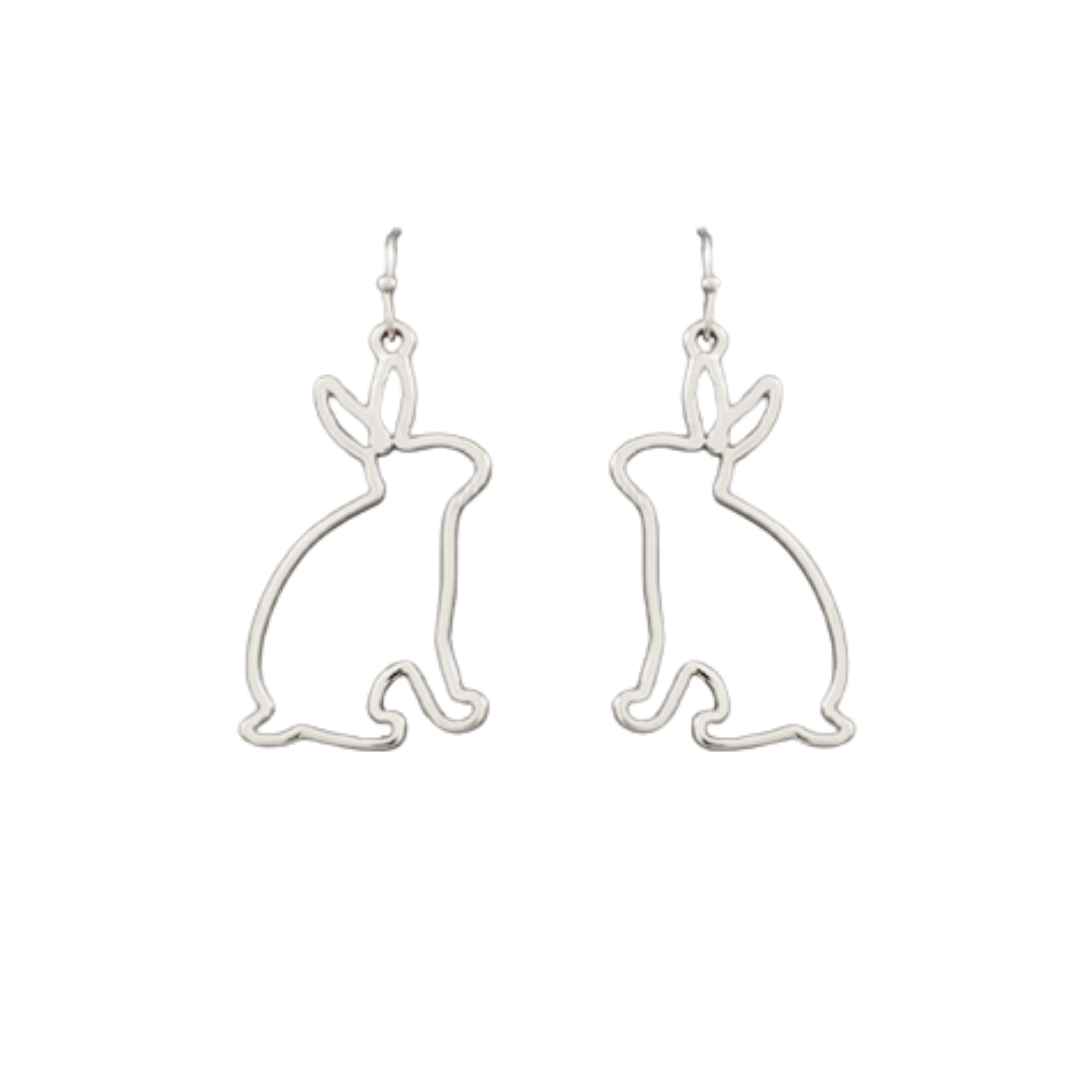 Silver Bunny Outline Earrings