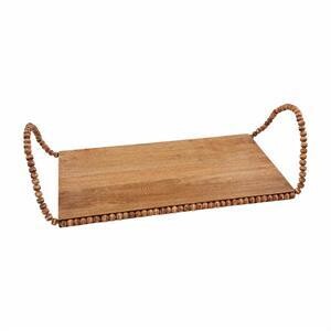Sm Beaded Handle Wood Tray