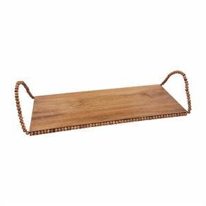 Lg Beaded Handle Wood Tray